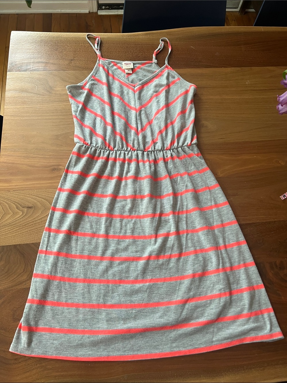 Mossimo Supply Co. Gray Dress with Coral Pink Stripes